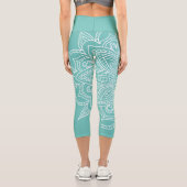 ターコイズブルーアンドホワイトマンダラヨガ カプリレギンス (裏面)