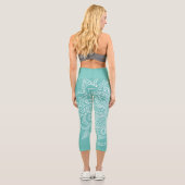 ターコイズブルーアンドホワイトマンダラヨガ カプリレギンス (裏面)