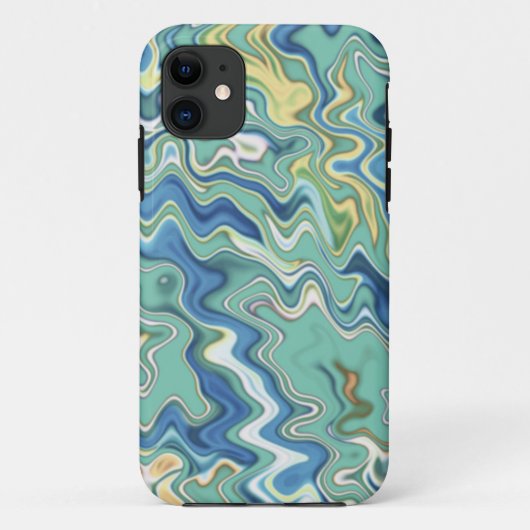 ターコイズブルーイエローシックユニークパターン Case-Mate iPhoneケース (裏面)
