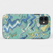 ターコイズブルーイエローシックユニークパターン Case-Mate iPhoneケース (裏面(横))