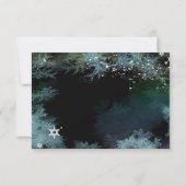 ターコイズブルーウィンターフォレストウェディングRSVPカード 出欠カード (裏面)