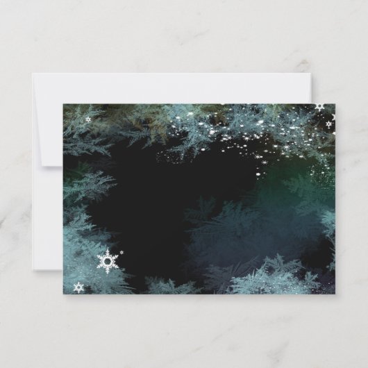 ターコイズブルーウィンターフォレストウェディングRSVPカード 出欠カード (裏面)