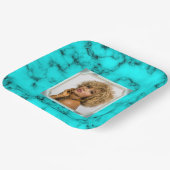 ターコイズブルーウェスタン石PHOTO女の子のパーティー ペーパープレート (傾斜あり)