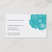 ターコイズブルーウォーターカラーフラワービジネスカード 名刺 (裏面)