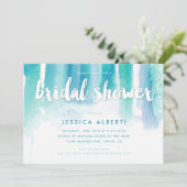 ターコイズブルーウォーターカラーブライダルシャワー 招待状 (スタンド正面)