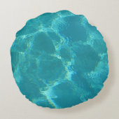 ターコイズブルーウォーター丸アクセント枕 ラウンドクッション