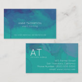 ターコイズブルーウォーター色プロフェッショナルイベント 名刺 (正面/裏面)