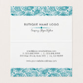 ターコイズブルーエレガントペイズリーレース 名刺 (内部フラット)