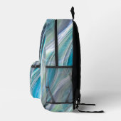 ターコイズブルーエレガント大理石あなたのモノグラムを追加 プリントバックパック (右)