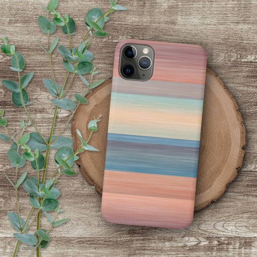 ターコイズブルーオレンジウォーターカラーストライプアート Case-Mate iPhoneケース