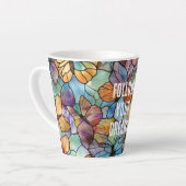 ターコイズブルーオレンジパープルバタフライ カフェラテマグ (左アングル)