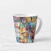 ターコイズブルーオレンジパープルバタフライ カフェラテマグ (右アングル)