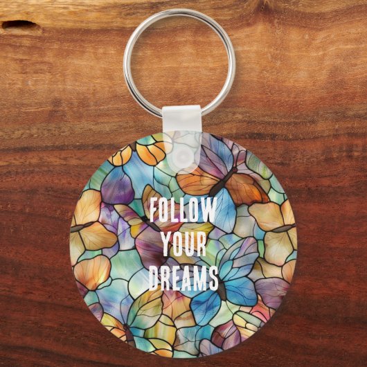 ターコイズブルーオレンジパープルバタフライ キーホルダー (正面)