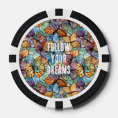 ターコイズブルーオレンジパープルバタフライ ポーカーチップ (正面)