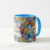 ターコイズブルーオレンジパープルバタフライ マグカップ (正面右)