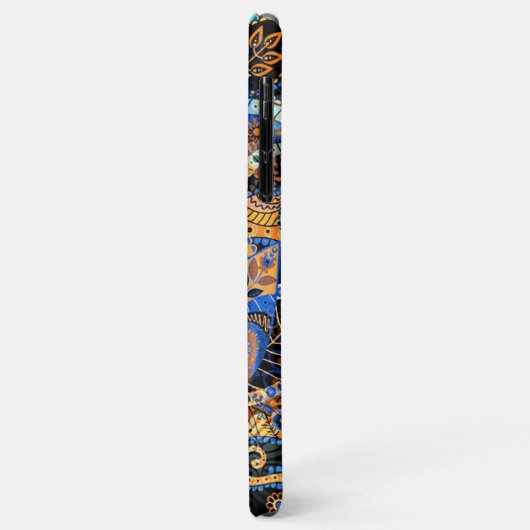 ターコイズブルーオレンジブラックペイズリーフローラアート Case-Mate iPhoneケース (裏面/左)