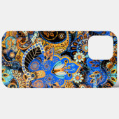 ターコイズブルーオレンジブラックペイズリーフローラアート Case-Mate iPhoneケース (裏面 (横))