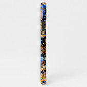 ターコイズブルーオレンジブラックペイズリーフローラアート iPhoneケース (右側)