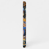 ターコイズブルーオレンジブラックペイズリーフローラアート iPhoneケース (左側)