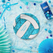 ターコイズブルーガールのバレーボール誕生日パーティー ペーパープレート (パーティー)