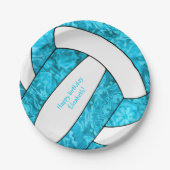 ターコイズブルーガールのバレーボール誕生日パーティー ペーパープレート (正面)