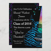 ターコイズブルーギター卒業招待状 招待状 (正面/裏面)