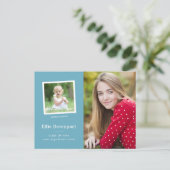 ターコイズブルークラシック2枚の写真卒業 ポストカード (スタンド正面)