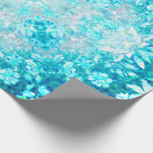 ターコイズブルークリスタルフローラルパターン ラッピングペーパー (角)