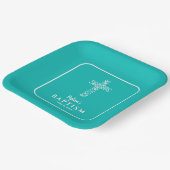 ターコイズブルークロスコミュニオンバプテスマ《キリスト教》洗礼式や命名式 ペーパープレート (傾斜あり)