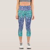 ターコイズブルーグラデーショングリッターカプリレギンス カプリレギンス (正面)