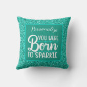 ターコイズブルーグリッターへスパークル引用文スロー クッション (裏面)