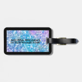 ターコイズブルーグリッターテクスチャプリント ラゲッジタグ (裏面横)