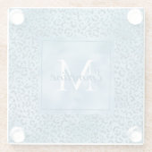 ターコイズブルーグリッターレオパードプリントモノグラム     ガラスコースター (裏面)