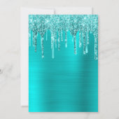 ターコイズブルーグリッター箔 drip 60歳の誕生日 招待状 (裏面)