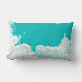 ターコイズブルーグリーンスカイクラウド ランバークッション