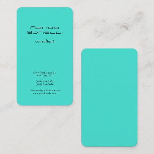ターコイズブルーグリーントレンドミニマルプロフェッショナル 名刺 (正面/裏面)