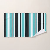 ターコイズブルーグリーンブラック&ホワイトストライプズ バスタオルセット (ハンドタオル)