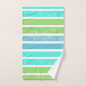 ターコイズブルーグリーンホワイトストライプズ バスタオルセット (ハンドタオル)