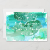 ターコイズブルーグリーンモダン抽象芸術水彩 マグネット招待状 (正面)