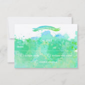 ターコイズブルーグリーンモダン抽象芸術水彩 出欠カード (正面)
