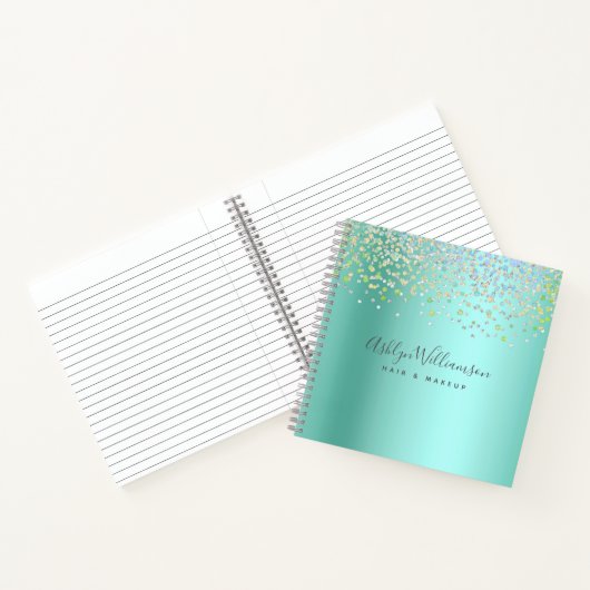 ターコイズブルーグリーン髪サロンメイクアップアーティストglam ノートブック (内部)