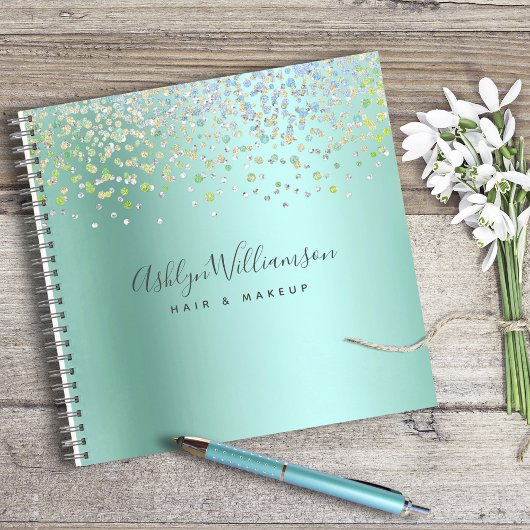 ターコイズブルーグリーン髪サロンメイクアップアーティストglam ノートブック