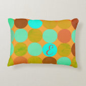 ターコイズブルーグリーン&オレンジサークルモノグラム アクセントクッション (裏面)