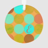ターコイズブルーグリーン&オレンジサークルモノグラム オーナメント (裏面)