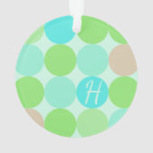 ターコイズブルーグリーン&オレンジサークルモノグラム オーナメント (裏面)