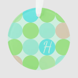 ターコイズブルーグリーン&オレンジサークルモノグラム オーナメント