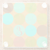 ターコイズブルーグリーン&オレンジサークルモノグラム ガラスコースター (裏面)