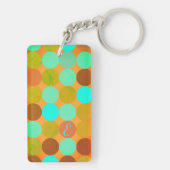 ターコイズブルーグリーン&オレンジサークルモノグラム キーホルダー (裏面)