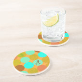 ターコイズブルーグリーン&オレンジサークルモノグラム コースター (側面)