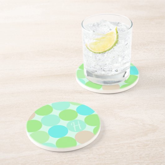 ターコイズブルーグリーン&オレンジサークルモノグラム コースター (側面)